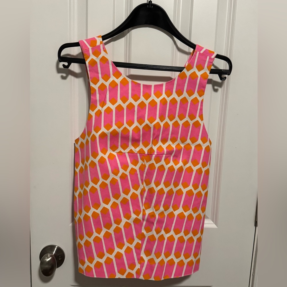 Kate Spade Saturday Vibrant Pink and Orange Geometric Cross Back Top